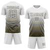 Maxcorners Custom White Olive Gradient Pinstripe Sublimation Soccer Uniform Jersey LM2605