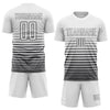 Maxcorners Custom White Steel Gray Gradient Pinstripe Sublimation Soccer Uniform Jersey LM2605