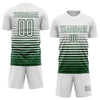 Maxcorners Custom White Green Gradient Pinstripe Sublimation Soccer Uniform Jersey LM2605