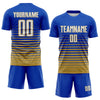 Maxcorners Custom Thunder Blue White-Old Gold Gradient Pinstripe Sublimation Soccer Uniform Jersey LM2605