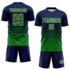 Maxcorners Custom Navy Grass Green-Cream Gradient Pinstripe Sublimation Soccer Uniform Jersey LM2605
