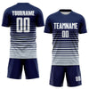 Maxcorners Custom Navy White-Silver Gradient Pinstripe Sublimation Soccer Uniform Jersey LM2605
