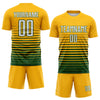 Maxcorners Custom Gold White-Green Gradient Pinstripe Sublimation Soccer Uniform Jersey LM2605