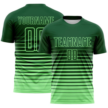 Maxcorners Custom Green Pea Green Gradient Pinstripe Sublimation Soccer Uniform Jersey LM2605