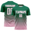 Maxcorners Custom Kelly Green White-Light Pink Gradient Pinstripe Sublimation Soccer Uniform Jersey LM2605