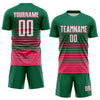 Maxcorners Custom Kelly Green White-Neon Pink Gradient Pinstripe Sublimation Soccer Uniform Jersey LM2605