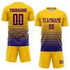 Maxcorners Custom Yellow Dark Purple-Orange Gradient Pinstripe Sublimation Soccer Uniform Jersey LM2605