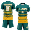 Maxcorners Custom Teal White-Gold Gradient Pinstripe Sublimation Soccer Uniform Jersey LM2605