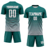 Maxcorners Custom Teal White-Gray Gradient Pinstripe Sublimation Soccer Uniform Jersey LM2605