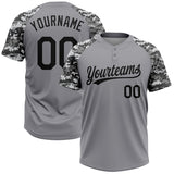 Maxcorners Custom Gray Black-Camo 3D Pattern Two-Button Unisex Softball Jersey
 LM0609
