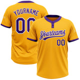 Maxcorners Custom Gold Purple-White Two-Button Unisex Softball Jerseys LM0609