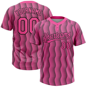 Maxcorners Custom Pink Pink-Black 3D Pattern Two-Button Unisex Softball Jersey Shirt
 LM0609