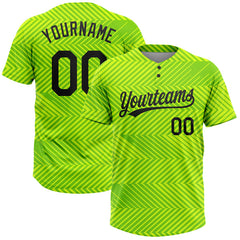 Maxcorners Custom Neon Green Black 3D Pattern Two-Button Unisex Softball Jersey LM0609