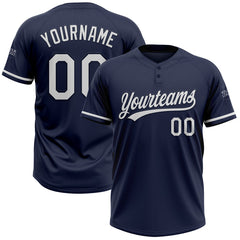 Maxcorners Custom Navy White Two-Button Unisex Softball Jersey LM0609