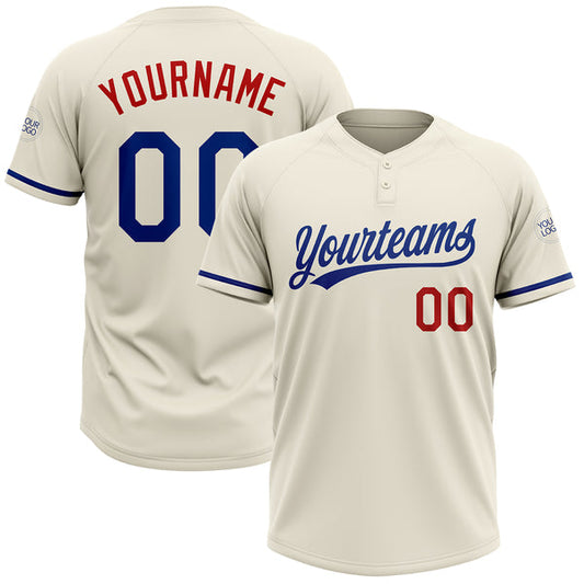 Maxcorners Custom Cream Royal-Red Two-Button Unisex Softball Jersey LM0609