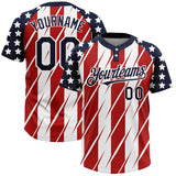 Maxcorners Custom Red Navy-White 3D American Flag Fashion Two-Button Unisex Softball Jersey LM0609