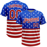 Maxcorners Custom Royal Red-White 3D American Flag Fashion Two-Button Unisex Softball Jersey LM0609