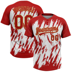 Maxcorners Custom Black Old Gold-White 3D Pattern Abstract Sharp Shape Two-Button Unisex Softball Jersey LM0609