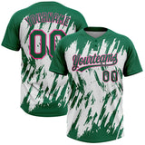 Maxcorners Custom Kelly Green Pink-White 3D Pattern Abstract Sharp Shape Two-Button Unisex Softball Jersey
 LM0609
