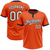 Maxcorners Custom Orange Black Pinstripe White Two-Button Unisex Softball Jersey
 LM0609