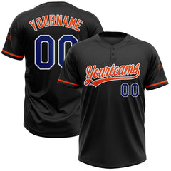 Maxcorners Custom Black Royal-Orange Two-Button Unisex Softball Jersey LM0609