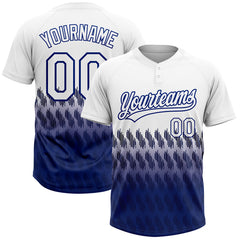 Maxcorners Custom White Royal 3D Pattern Lines Two-Button Unisex Softball Jersey LM0609