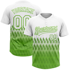 Maxcorners Custom White Neon Green 3D Pattern Lines Two-Button Unisex Softball Jersey LM0609