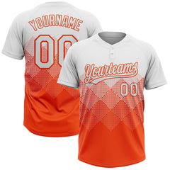 Maxcorners Custom White Orange 3D Gradient Square Shape Two-Button Unisex Softball Jersey LM0609