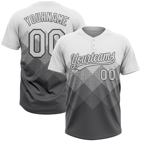 Maxcorners Custom White Steel Gray 3D Gradient Square Shape Two-Button Unisex Softball Jersey
 LM0609