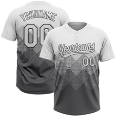 Maxcorners Custom White Steel Gray 3D Gradient Square Shape Two-Button Unisex Softball Jersey LM0609