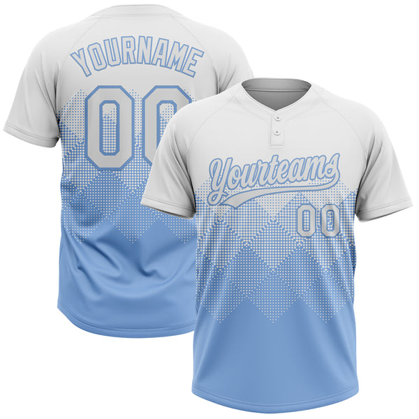 Maxcorners Custom White Light Blue 3D Gradient Square Shape Two-Button Unisex Softball Jersey
 LM0609