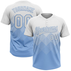 Maxcorners Custom White Light Blue 3D Gradient Square Shape Two-Button Unisex Softball Jersey LM0609