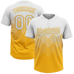 Maxcorners Custom White Gold 3D Gradient Square Shape Two-Button Unisex Softball Jersey LM0609