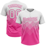Maxcorners Custom White Pink 3D Gradient Square Shape Two-Button Unisex Softball Jersey
 LM0609