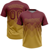 Maxcorners Custom Burgundy Old Gold 3D Gradient Square Shape Two-Button Unisex Softball Jersey
 LM0609