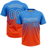 Maxcorners Custom Electric Blue Orange-White 3D Gradient Square Shape Two-Button Unisex Softball Jersey
 LM0609