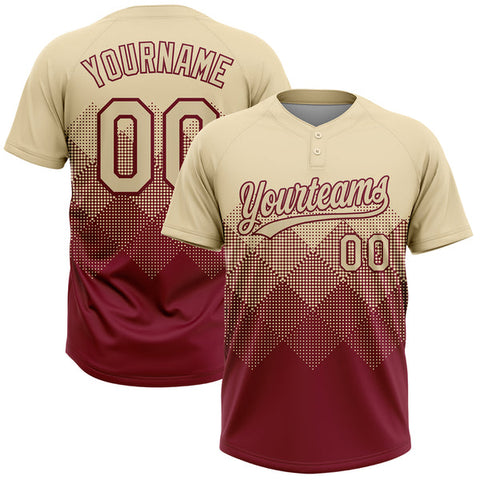 Maxcorners Custom Cream Crimson 3D Gradient Square Shape Two-Button Unisex Softball Jersey
 LM0609