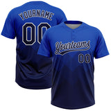 Maxcorners Custom Thunder Blue Navy-White 3D Gradient Square Shape Two-Button Unisex Softball Jersey LM0609