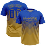 Maxcorners Custom Thunder Blue Old Gold 3D Gradient Square Shape Two-Button Unisex Softball Jersey LM0609