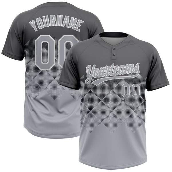 Maxcorners Custom Steel Gray Gray-White 3D Gradient Square Shape Two-Button Unisex Softball Jersey LM0609