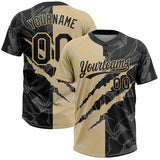 Maxcorners Custom Graffiti Pattern Black-Vegas Gold 3D Scratch Two-Button Unisex Softball Jersey LM0609