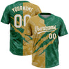 Maxcorners Custom Graffiti Pattern White Kelly Green-Old Gold 3D Scratch Two-Button Unisex Softball Jersey LM2605