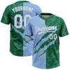 Maxcorners Custom Graffiti Pattern White Kelly Green-Light Blue 3D Scratch Two-Button Unisex Softball Jersey LM2605