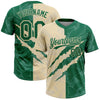 Maxcorners Custom Graffiti Pattern Kelly Green-Cream 3D Scratch Two-Button Unisex Softball Jersey LM2605