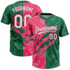 Maxcorners Custom Graffiti Pattern White Kelly Green-Neon Pink 3D Scratch Two-Button Unisex Softball Jersey LM2605