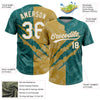 Maxcorners Custom Graffiti Pattern White Teal-Old Gold 3D Scratch Two-Button Unisex Softball Jersey LM2605