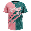 Maxcorners Custom Graffiti Pattern White Teal-Medium Pink 3D Scratch Two-Button Unisex Softball Jersey LM2605