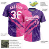 Maxcorners Custom Graffiti Pattern White Purple-Pink 3D Scratch Two-Button Unisex Softball Jersey LM2605