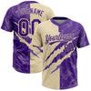 Maxcorners Custom Graffiti Pattern Purple-Cream 3D Scratch Two-Button Unisex Softball Jersey LM2605