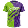 Maxcorners Custom Graffiti Pattern White Purple-Neon Green 3D Scratch Two-Button Unisex Softball Jersey LM2605